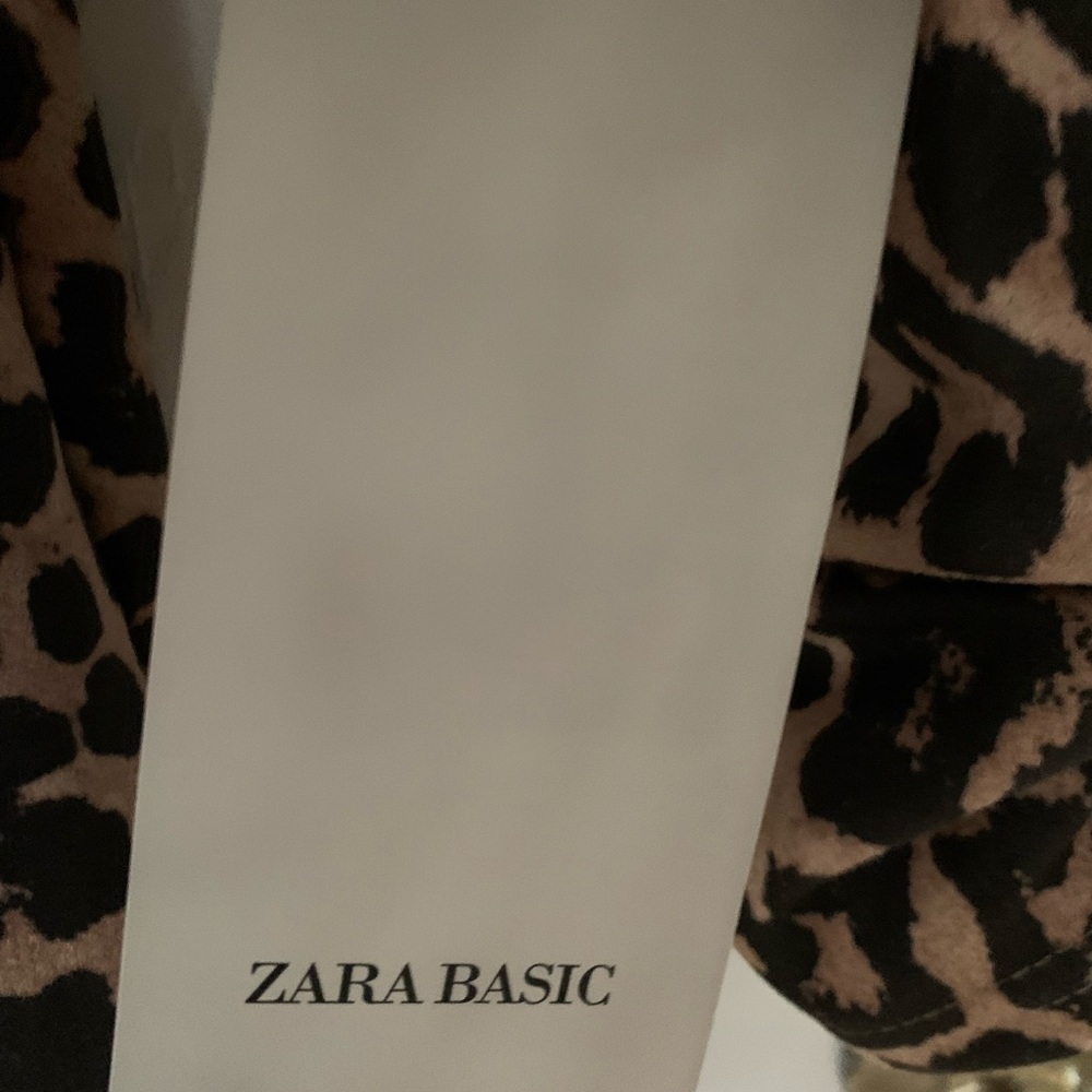 Zara Leopard Pattern Suede Ruched Long Sleeve Dress NWT Women’s Size - L - Picture 12 of 13